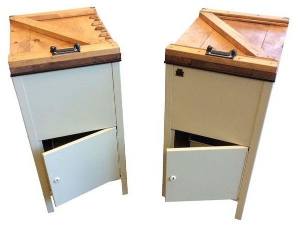Pre-owned Free Standing Metal Cabinets Custom Wood Top Pair