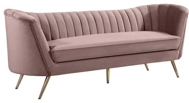Margo Velvet Upholstered Set, Pink, Sofa
