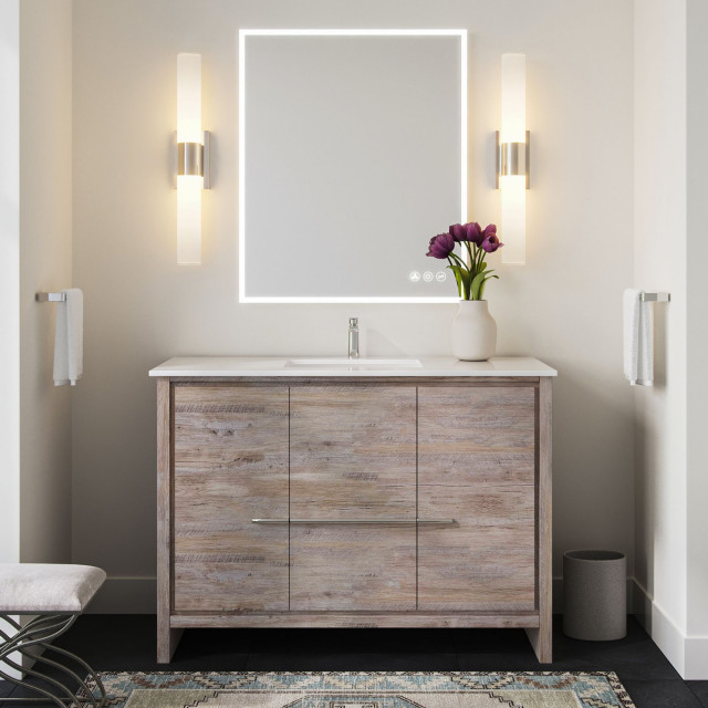 Esconde Bath Vanity, Natural Wood, 48", Single Sink, Freestanding