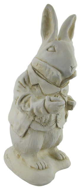 Alice in Wonderland White Rabbit Garden Statue, White - Traditional ... Alice in Wonderland White Rabbit Garden Statue, White - Traditional ...