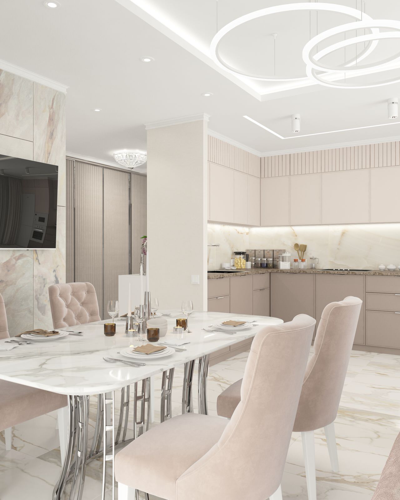 Нежнейший дизайн трехкомнатной квартиры