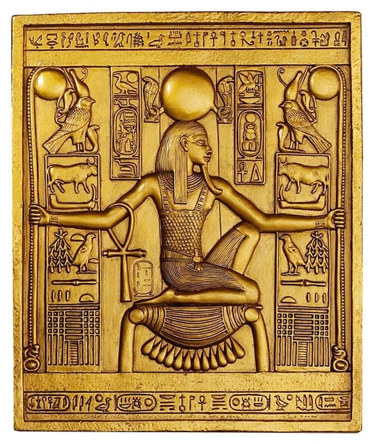 Ancient Egyptian Temple Wall Decor King Tut Sculptural Plaque