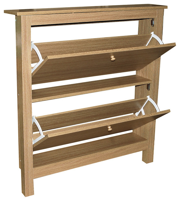 Stowe 8-Pair 2-Drawer Shoe Organiser Cabinet, Oak