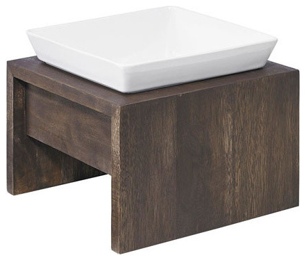 single elevated dog feeder