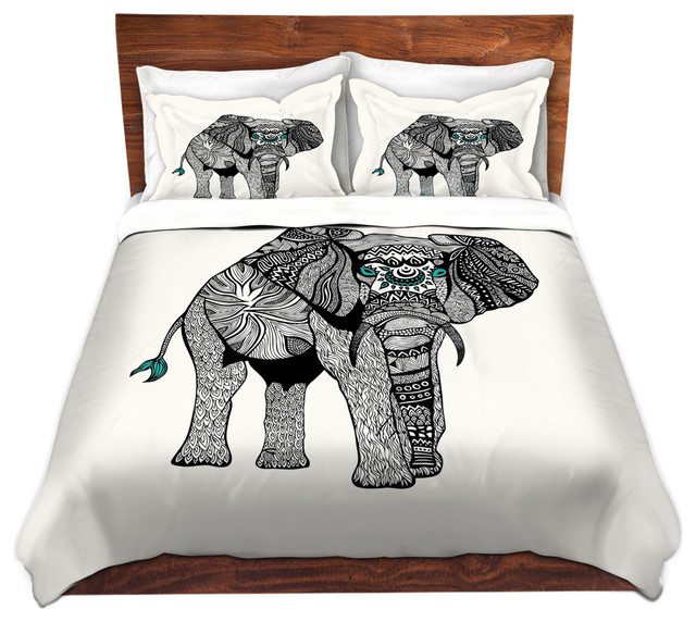 One Tribal Elephant Twill Duvet Cover Queen Full 88 X88
