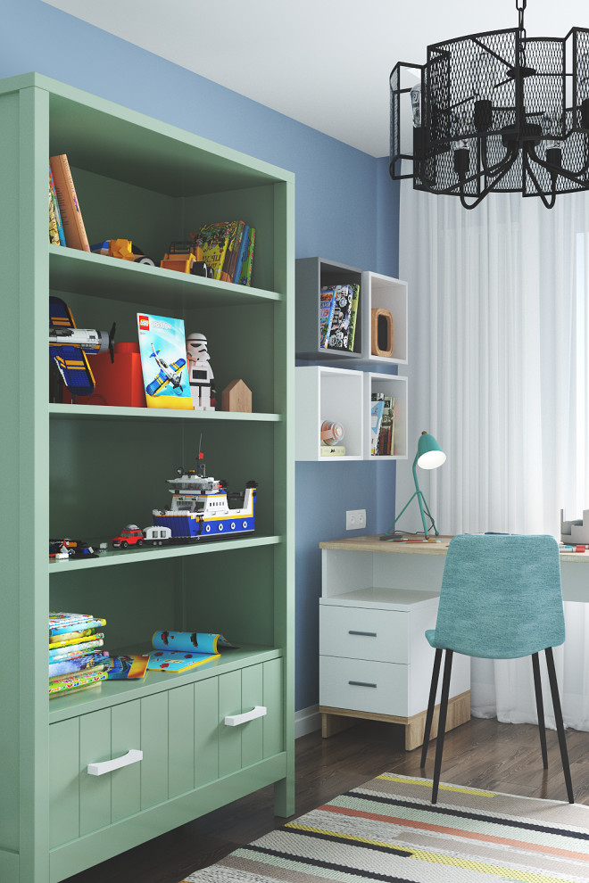 Красочный и спокойный. Проект интерьера детской комнаты для ребенка 4-х лет.