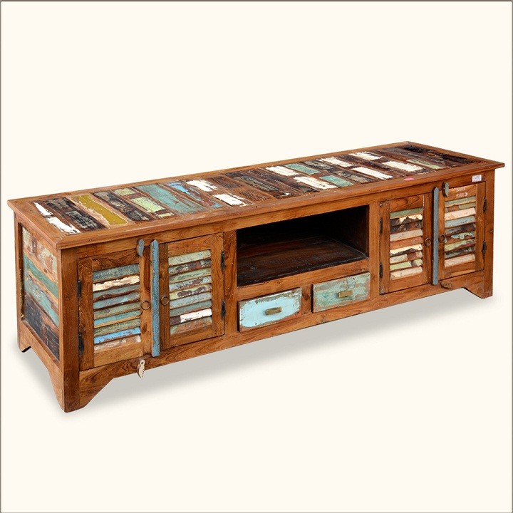 Rustic Shutter Doors Reclaimed Wood Media Furniture Eclectic