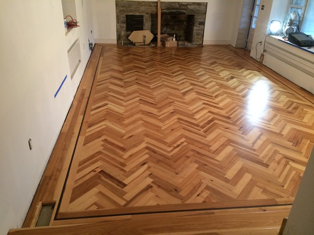 Hickory herringbone with border - Eclectic - Family Room - Philadelphia ...