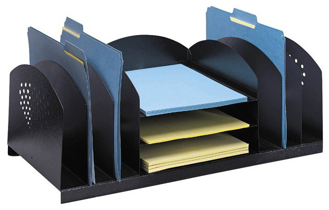 Safco 3-Horizontal / 6-Upright Sections Steel Desktop Organizer - 3168BL