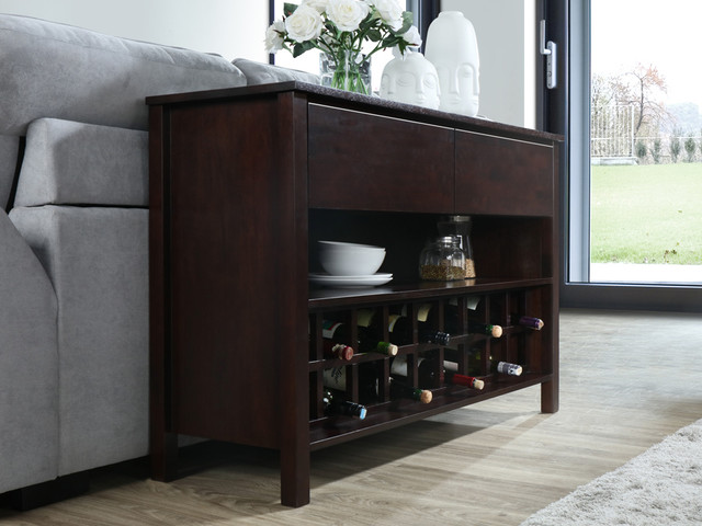 Hardwood Buffet With Wine Storage Modern Living Room