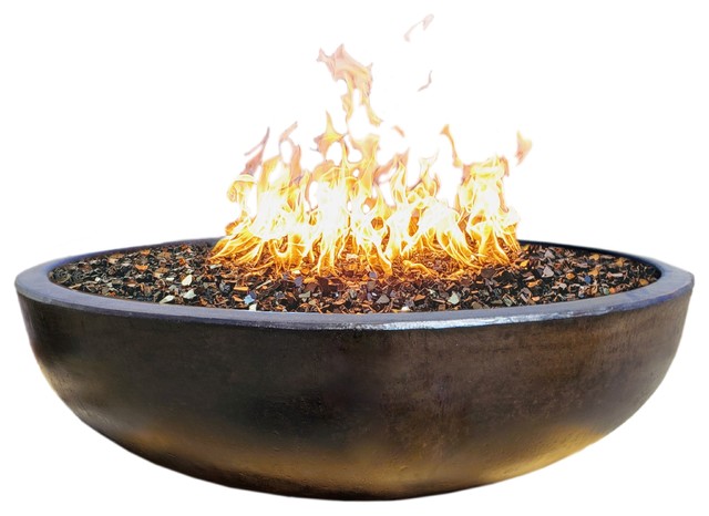 48 Concrete Fire Pit Bowl Dark Bronze Crushed Black Lava