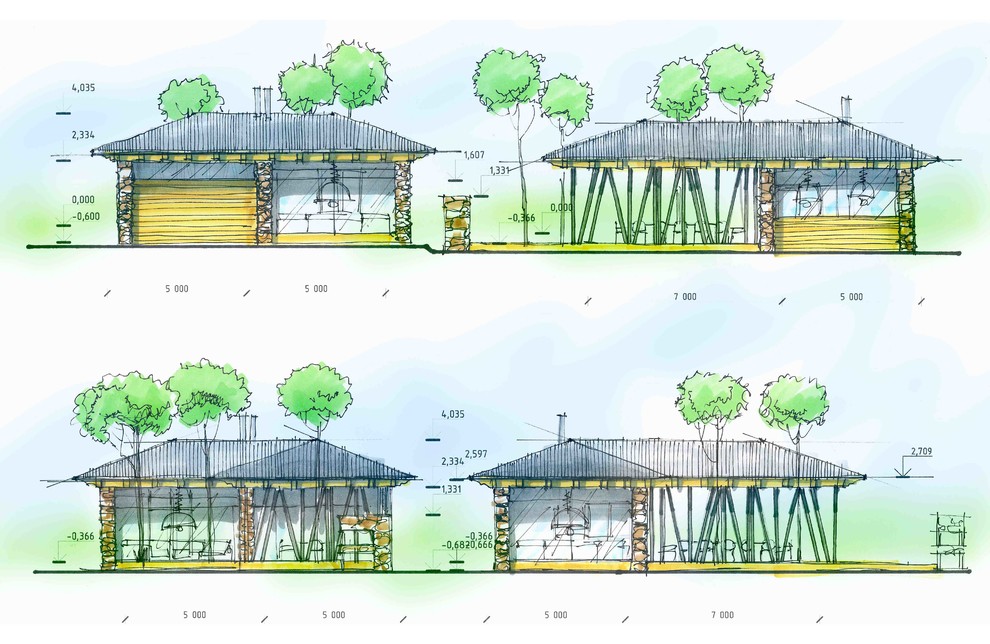 Идея и проект беседки выполнен в ручной графике