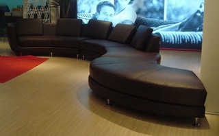 Contemporary Espresso Leather Curved Sectional Sofa Set - Modern ...