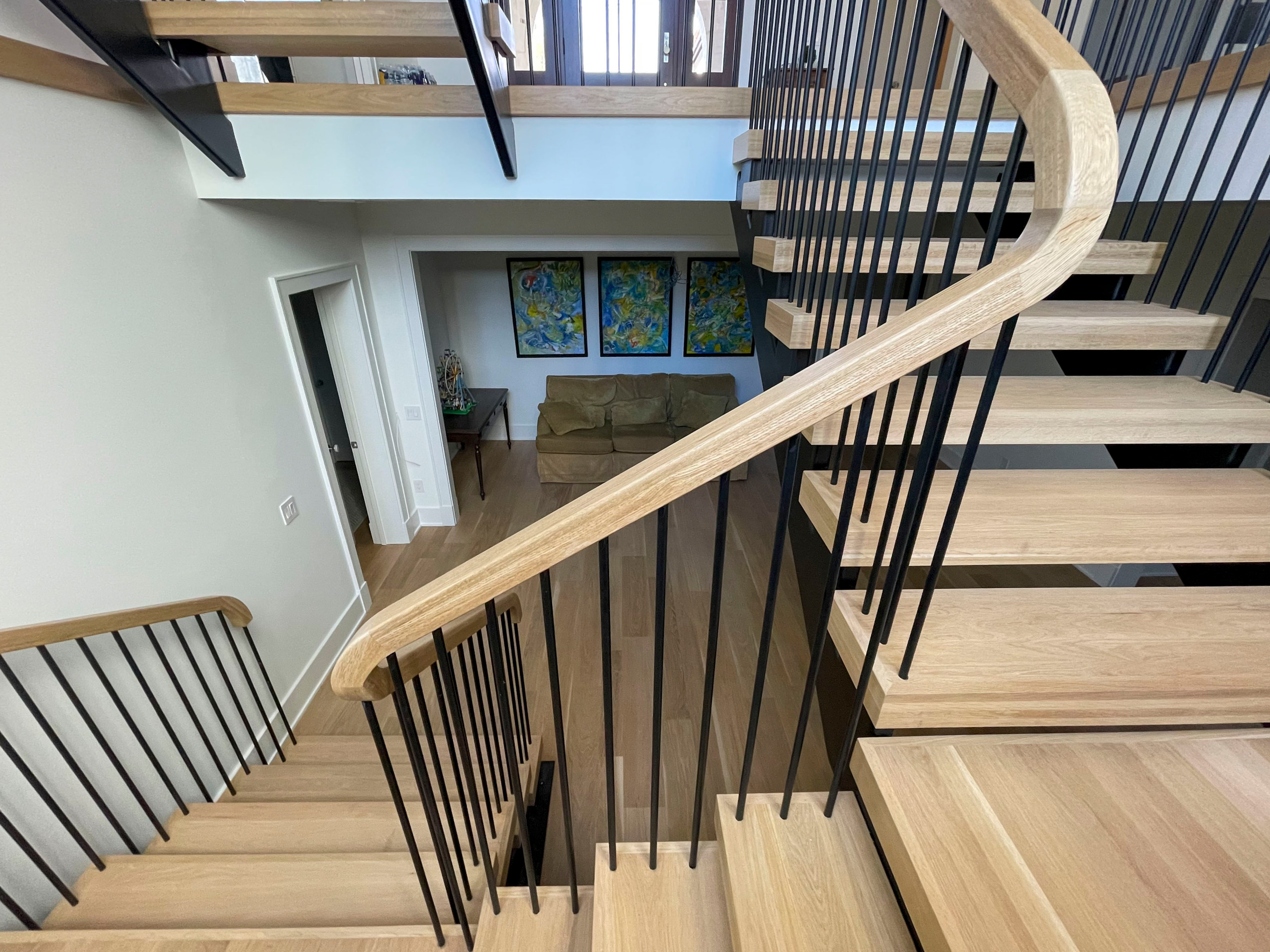 96_Dramatic cantilevered no-riser staircase, Bethesda, MD 20814