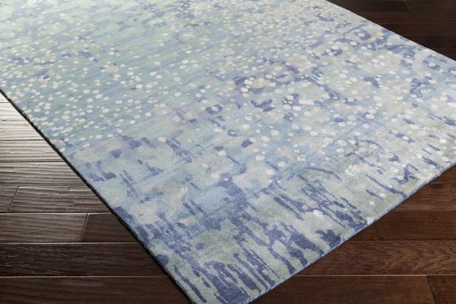 Watercolor Area Rug In Sea Foam Sky, Grey And Lime Green Area Rugs