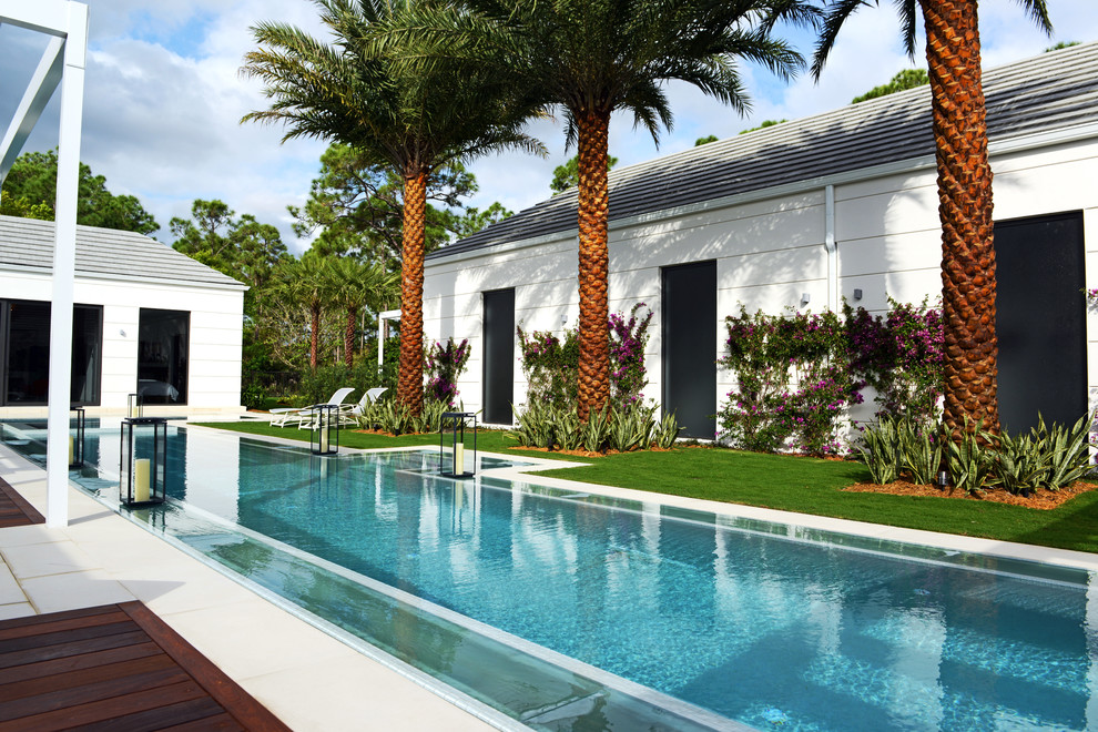 Inspiration for a contemporary rectangular lap pool in Miami.
