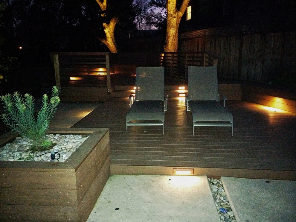 Mid-sized transitional backyard deck photo in San Francisco with no cover
