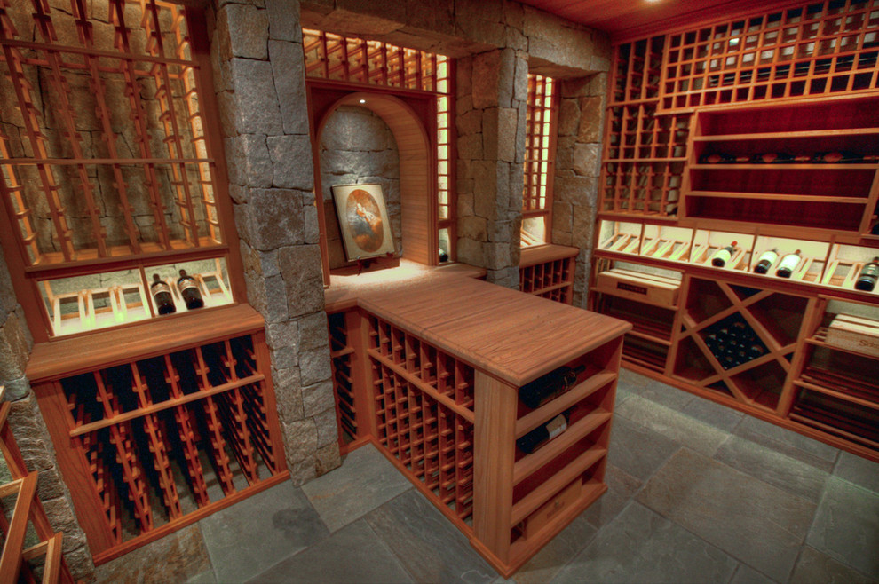 Example of a large classic wine cellar design in Charlotte