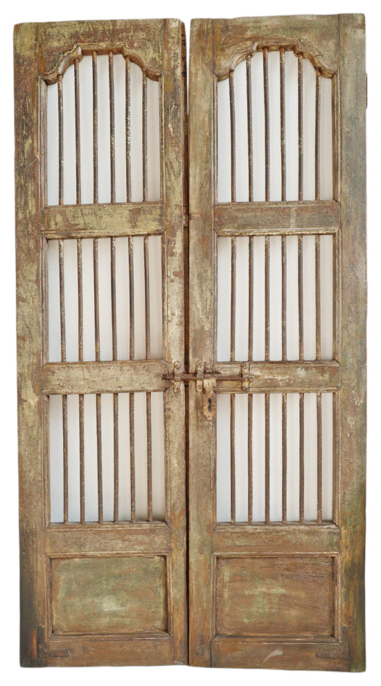 Consigned Jali Iron and Wood Gates Rustic Home Fencing And Gates by Design Mix Furniture