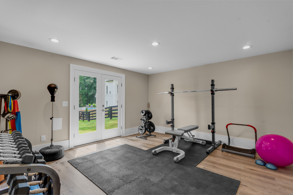 This is an example of a transitional home gym in Atlanta.