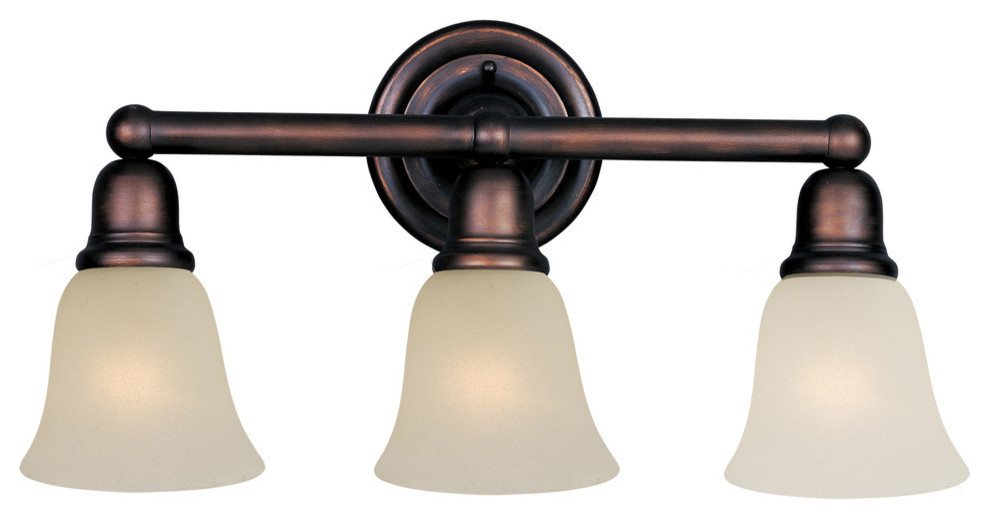 Bel Air 3-Light Bath Vanity, Oil Rubbed Bronze With Soft Vanilla Glass/Shade