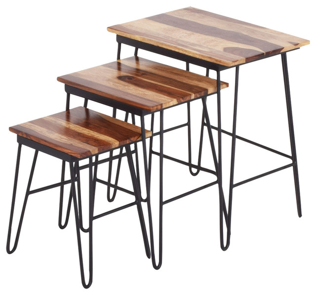 Tristan Nesting Tables (Set of 3) Industrial Side Tables And End
