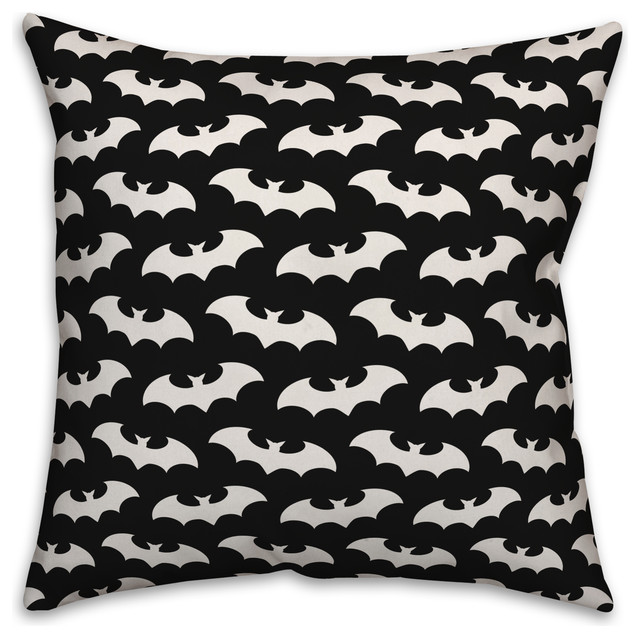 Bat Pattern Black 20"x20" Throw Pillow Cover