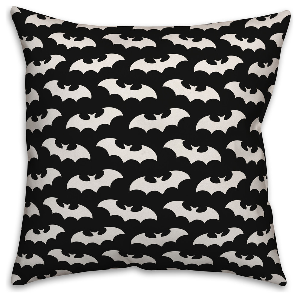 Bat Pattern Black 20"x20" Throw Pillow Cover