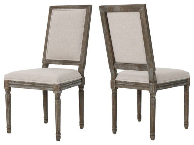 GDF Studio Margaret Traditional Fabric Dining Chairs, Wheat, Set of 2