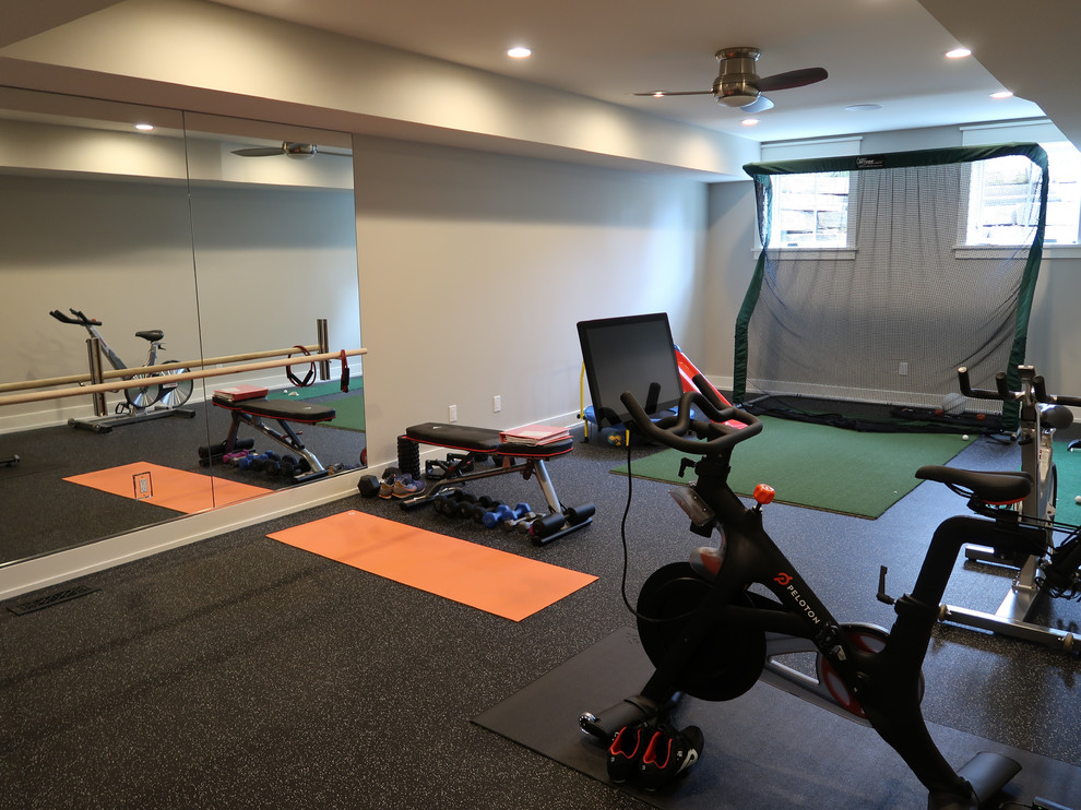 This is an example of a transitional home gym.