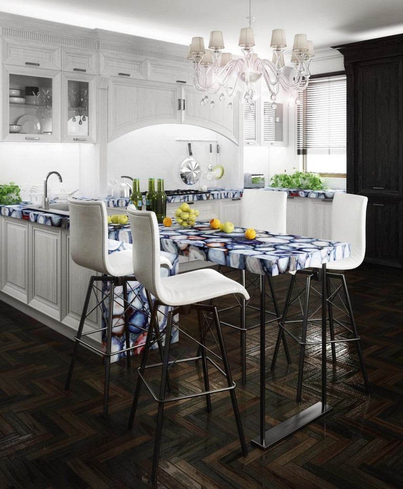 КУХНЯ С ОСТРОВОМ ИЗ ПОЛУДРАГОЦЕННОГО АГАТА