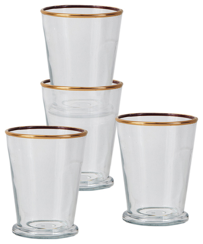 Serene Spaces Living Gold Rimmed Julep Cup Vase, Set of 4