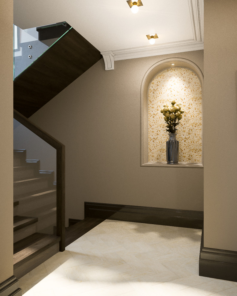 Дизайн холла в коттедже в Американском стиле