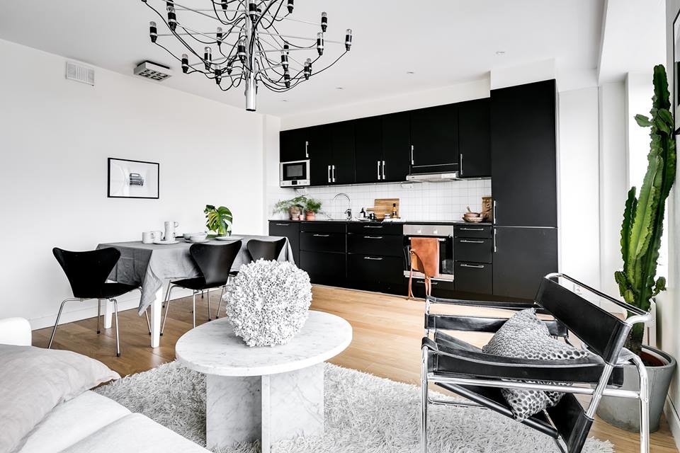 Foto på ett skandinaviskt vardagsrum