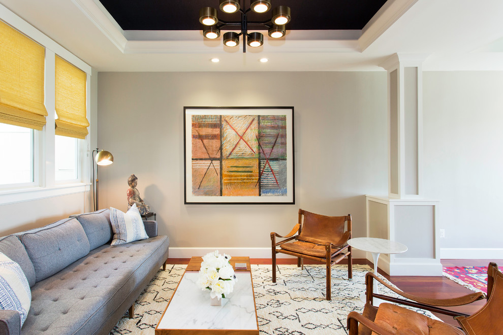 Photo of a mid-sized contemporary formal open concept living room in San Francisco with medium hardwood floors.