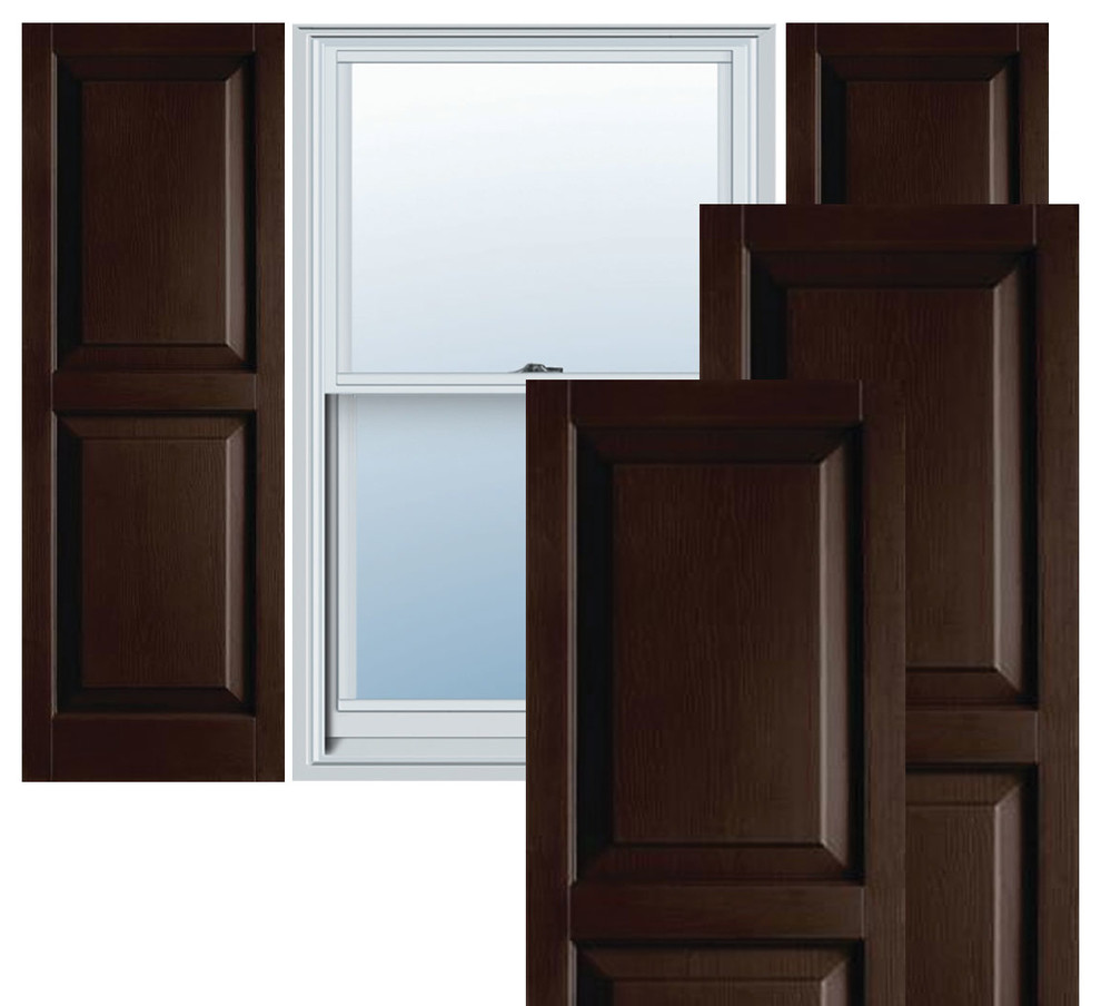 Builders Choice Vinyl Raised Panel Window Shutters, w/Installation (Pair), Brown, 12" x 39