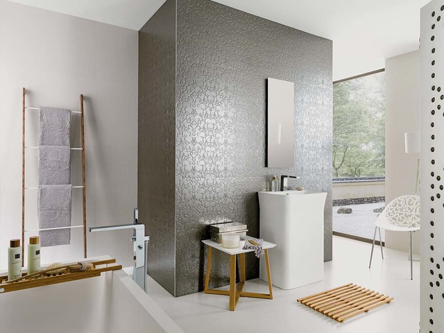 3 Dimensional Feature Tiles Bluebell Silver Contemporary 3 Dimensional Feature Tiles Bluebell Silver Contemporary Bathroom