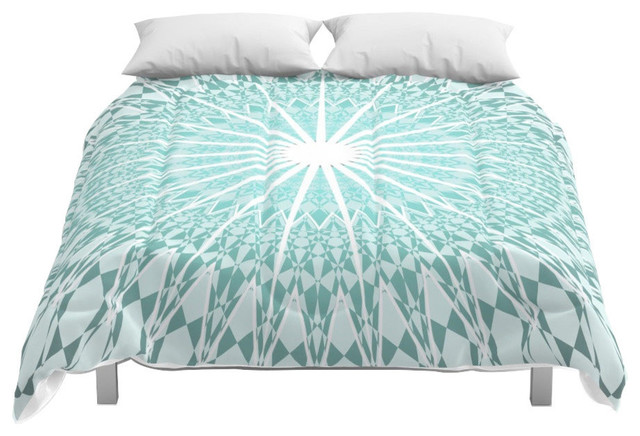 Society6 Mint Mandala Comforter Contemporary Comforters And