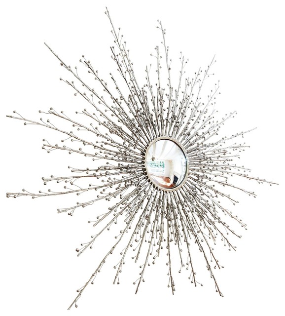 Berries Sunburst Nickel Decorative Mirror Contemporary Wall