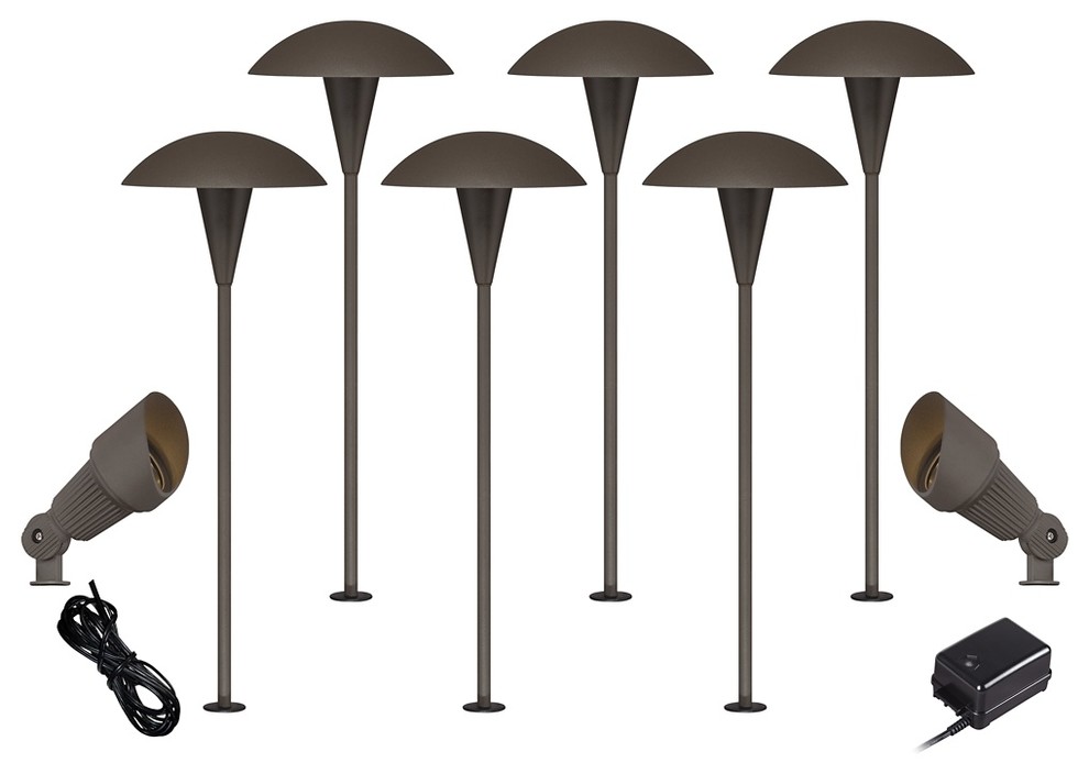 Mushroom Bronze 10-Piece Outdoor LED Landscape Lighting Set