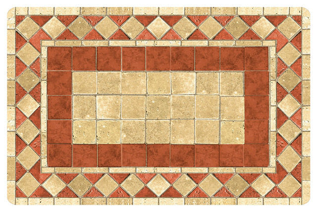 Faux Floor Mat - Red Tile - Area - 66 W x 46 D