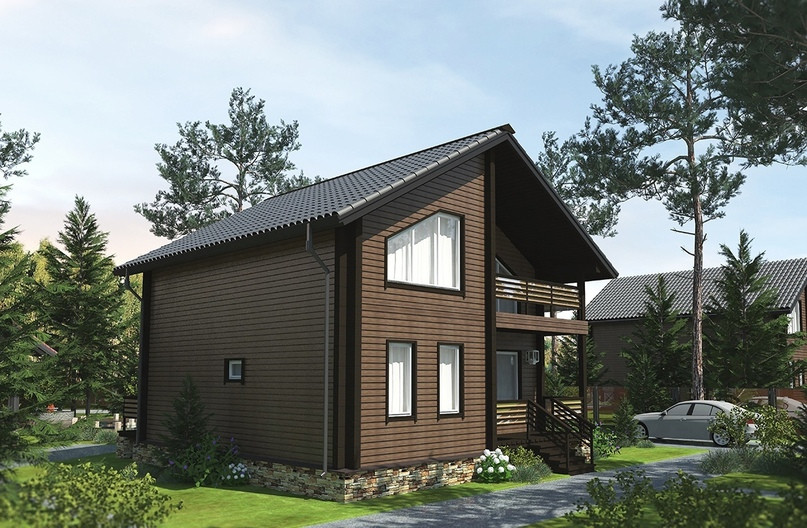 Проект дома с мансардой 8.0 х 8.0, S —120 м2