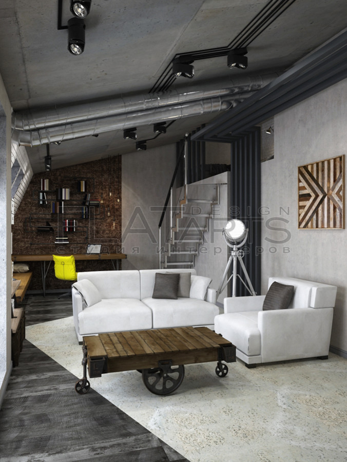 Дизайн двухуровневой квартиры 134 кв.м. в стиле лофт