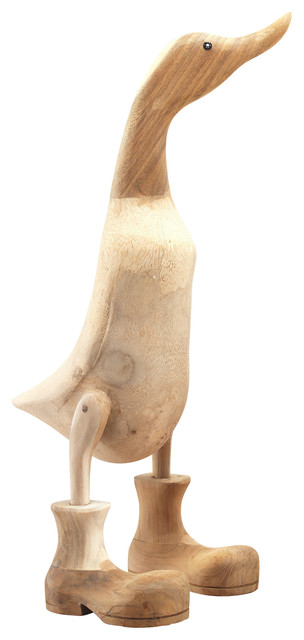 Natural Wooden Duck With Boots Figurine Rustic Decorative Natural Wooden Duck With Boots Figurine