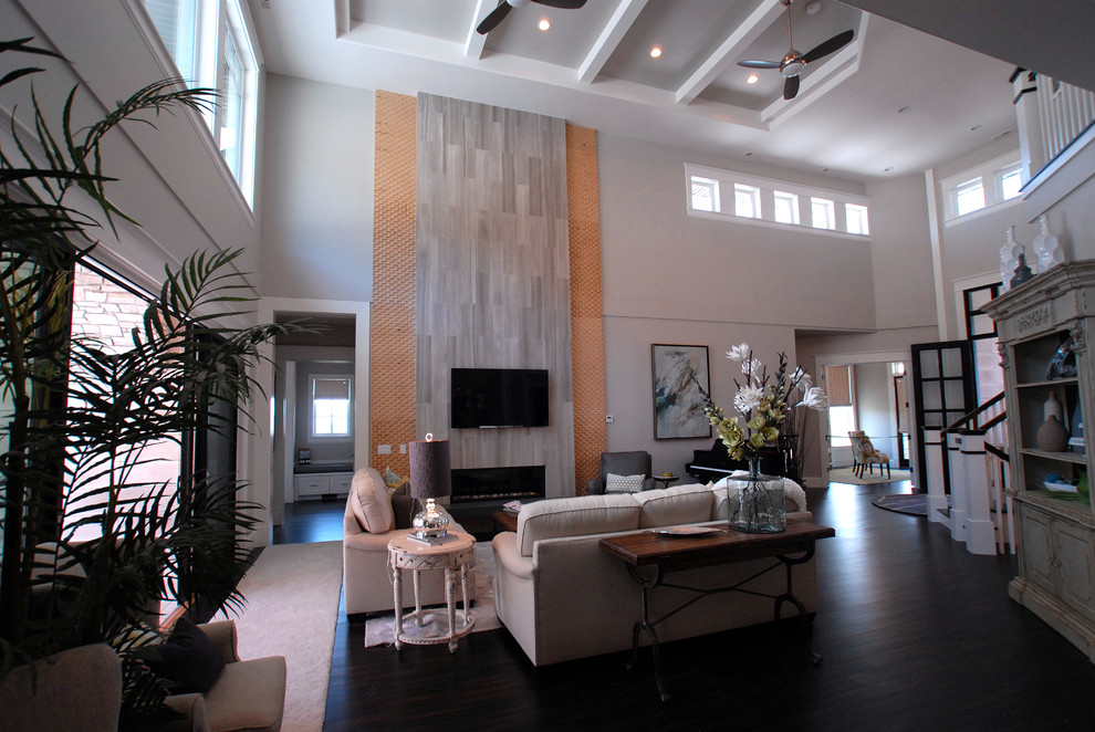 This is an example of a contemporary family room in Salt Lake City.