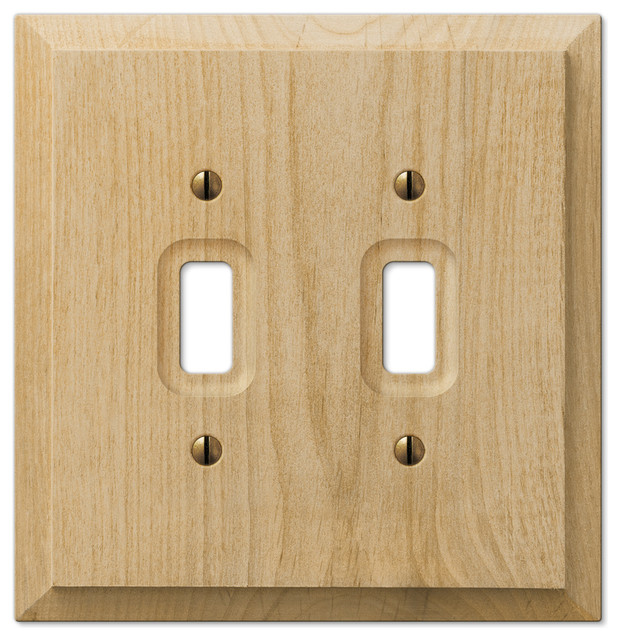 Baker Unfinished Alder Wood 2Toggle Wall Plate Farmhouse Switch