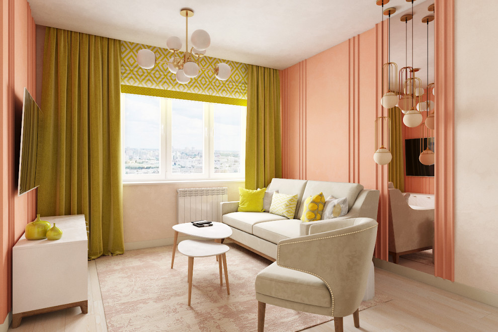 Розовая пудра - Однокомнатная квартира для женщины.