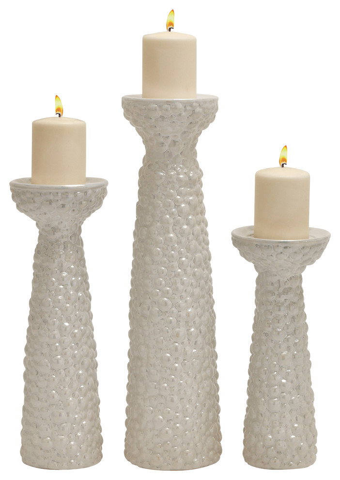 Striking Ceramic Polyethylene Candle Holder, Set of 3