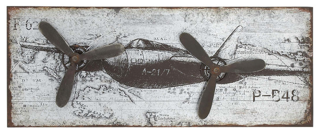 Propeller Plane Plaque Industrial Metal Wall Art By Prunedanish