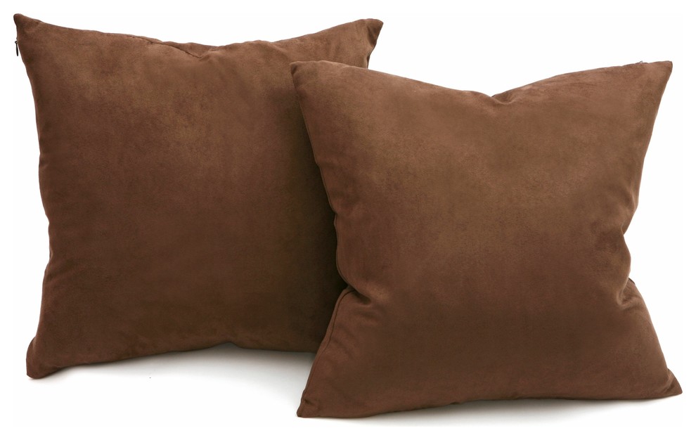 Microsuede Deco Pillow - 18x18 - Feather And Down Filled Pillows - Pack of 2, Ch